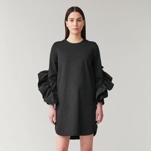 NWT COS Dress with Sleeve Ruffles Black